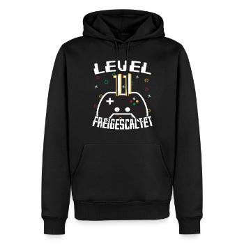 Level 11 freigeschaltet Gamer Geschenkidee - Männer Premium Bio Hoodie - Schwarz - Vorne - Nico (187cm)