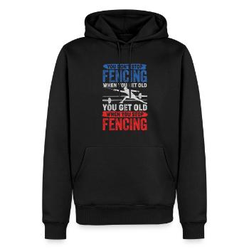Escrime Sport escrime Vieil homme Escrimeur Cadeau - Sweat à capuche Premium bio Homme - noir - Devant - Nico (187cm)