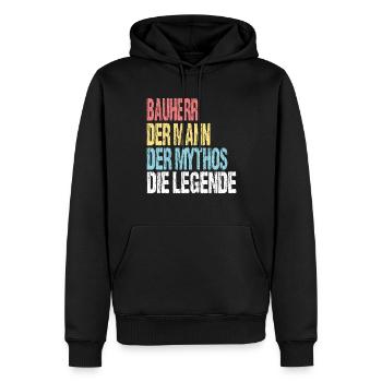 Ehemann Papa Bauherr Held - Männer Premium Bio Hoodie - Schwarz - Vorne - Nico (187cm)