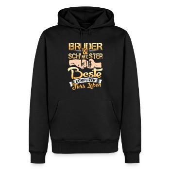 Bruder und Schwester beste Komplizen - Männer Premium Bio Hoodie - Schwarz - Vorne - Nico (187cm)