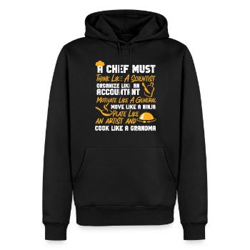 Cuisine Cuisine Chef Un Chef - Sweat à capuche Premium bio Homme - noir - Devant - Nico (187cm)
