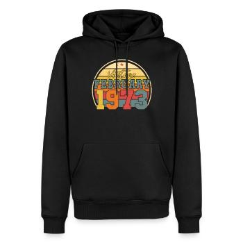 Février 1973 Vintage Gift - Sweat à capuche Premium bio Homme - noir - Devant - Nico (187cm)