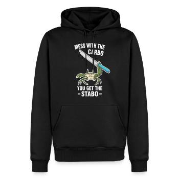 Drôle de mème de crabe - Sweat à capuche Premium bio Homme - noir - Devant - Nico (187cm)