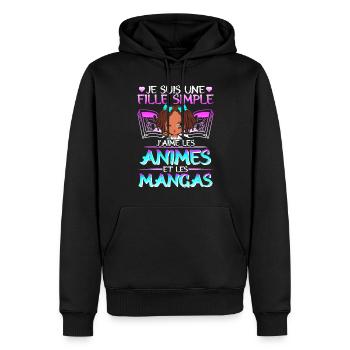 Animé Manga Humour Japonais Kawaii Fille - Sweat à capuche Premium bio Homme - noir - Devant - Nico (187cm)
