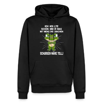 was mit Menschen machen - Amphibien Frosch - Männer Premium Bio Hoodie - Schwarz - Vorne - Nico (187cm)