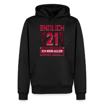 Endlich 21 Ich Kann Alles Ich Weiß Alles - Männer Premium Bio Hoodie - Schwarz - Vorne - Nico (187cm)