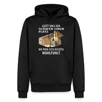 GARTENHAUS GOTT UND ICH - Männer Premium Bio Hoodie - Schwarz - Vorne - Nico (187cm)