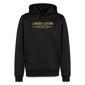 Édition Limitée Anniversaire 2008 - Sweat à capuche Premium bio Homme - noir - Devant - Nico (187cm)