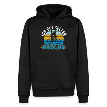 Fahrrad | Ich bin selten Radlos - Männer Premium Bio Hoodie - Schwarz - Vorne - Nico (187cm)