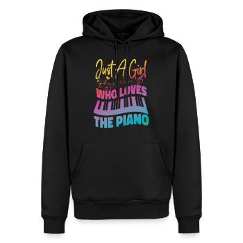 Professeur de piano Pianiste Fille - Sweat à capuche Premium bio Homme - noir - Devant - Nico (187cm)