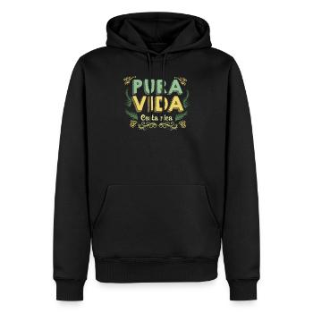 Pura Vida I Costa Rica Motiv für Ticos Kreolen - Männer Premium Bio Hoodie - Schwarz - Vorne - Nico (187cm)