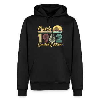Mars 1962 Édition limitée - Sweat à capuche Premium bio Homme - noir - Devant - Nico (187cm)