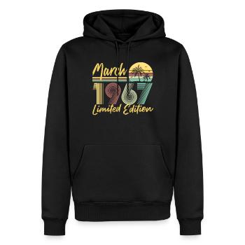 Mars 1967 Édition limitée - Sweat à capuche Premium bio Homme - noir - Devant - Nico (187cm)