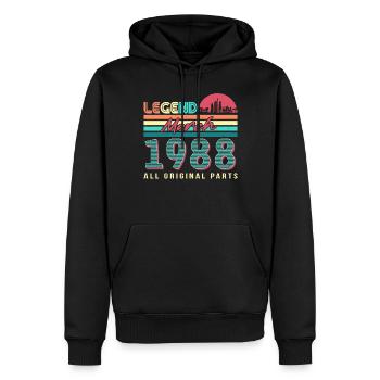 Né en mars 1988 Retro - Sweat à capuche Premium bio Homme - noir - Devant - Nico (187cm)