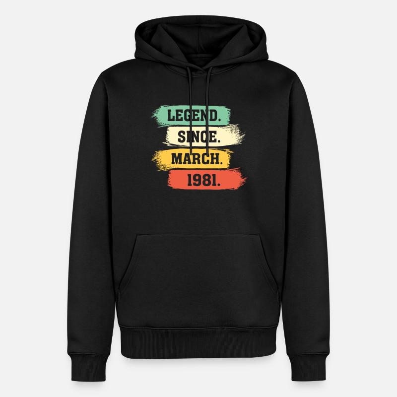 Legend Since March 1981 - Männer Premium Bio Hoodie - Schwarz