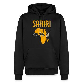 Safari en Afrique - Sweat à capuche Premium bio Homme - noir - Devant - Nico (187cm)