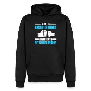 Brüder Mittlerer Bruder - Männer Premium Bio Hoodie - Schwarz - Vorne - Nico (187cm)