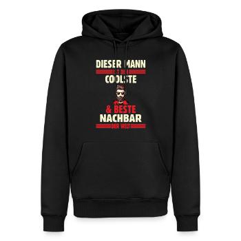 Nachbar - Männer Premium Bio Hoodie - Schwarz - Vorne - Nico (187cm)