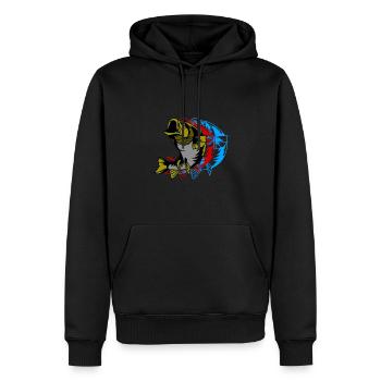 Sandre Poissons Prédateurs Pêcheurs Nature - Sweat à capuche Premium bio Homme - noir - Devant - Nico (187cm)