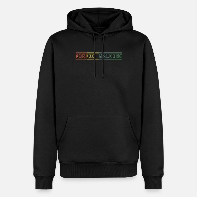 Nordic Walking Retro - Männer Premium Bio Hoodie - Schwarz
