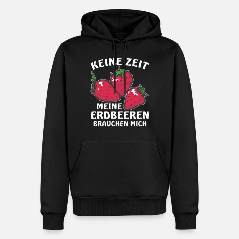 MEINE ERDBEEREN BRAUCHEN MICH - Männer Premium Bio Hoodie - Schwarz