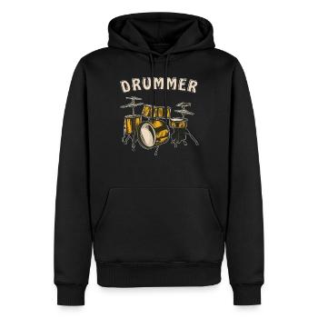 BATTEUR - Sweat à capuche Premium bio Homme - noir - Devant - Nico (187cm)