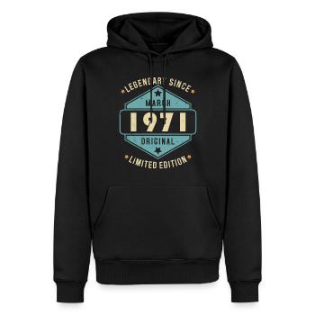 Mars 1971 Vintage Retro Anniversaire - Sweat à capuche Premium bio Homme - noir - Devant - Nico (187cm)