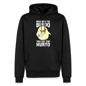 Fugle memes - Herre Premium økologisk hoodie - sort - Foran - Nico (187cm)