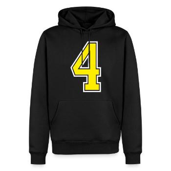 Zahl 4 Gelbes Design - Männer Premium Bio Hoodie - Schwarz - Vorne - Nico (187cm)