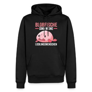 Blobfisch - Männer Premium Bio Hoodie - Schwarz - Vorne - Nico (187cm)