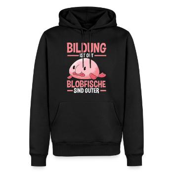 Blobfisch - Männer Premium Bio Hoodie - Schwarz - Vorne - Nico (187cm)