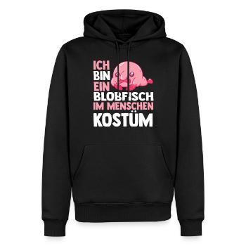 Blobfisch - Männer Premium Bio Hoodie - Schwarz - Vorne - Nico (187cm)