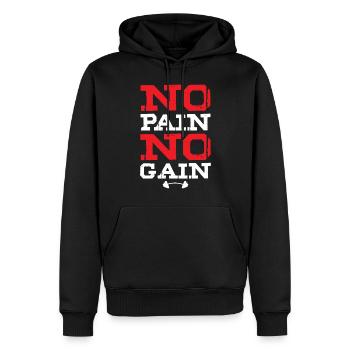 Pas de douleur Pas de gain Gym Entraînement physique - Sweat à capuche Premium bio Homme - noir - Devant - Nico (187cm)