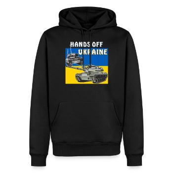 HANDS OFF UKRAINE - Männer Premium Bio Hoodie - Schwarz - Vorne - Nico (187cm)