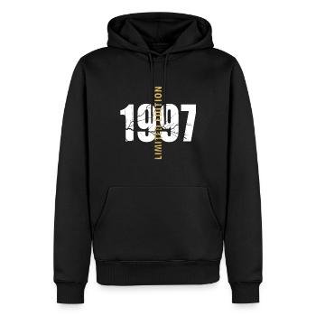 1997 Jahrgang geboren in 90s - Männer Premium Bio Hoodie - Schwarz - Vorne - Nico (187cm)