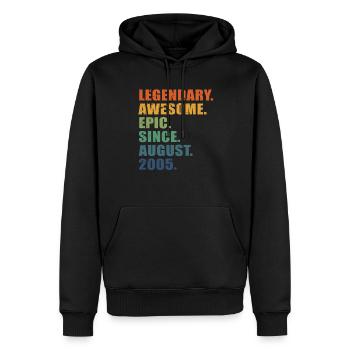 18. Geburtstag, August 2005, 18-jähriges Jubiläum - Männer Premium Bio Hoodie - Schwarz - Vorne - Nico (187cm)