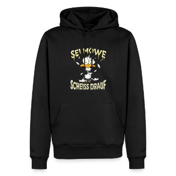 Sei Möwe Scheiss drauf - Männer Premium Bio Hoodie - Schwarz - Vorne - Nico (187cm)