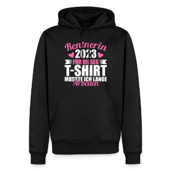 Rente 2023 | Rentnerin 2023 - Männer Premium Bio Hoodie - Schwarz - Vorne - Nico (187cm)