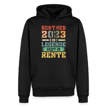 Rentner 2023 | Eine Legende geht in Rente - Männer Premium Bio Hoodie - Schwarz - Vorne - Nico (187cm)