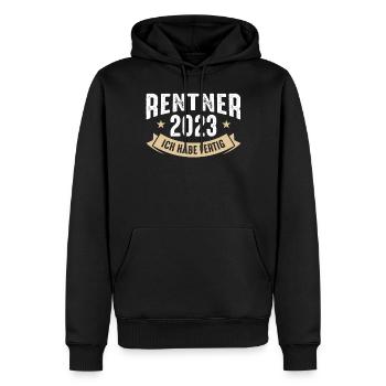Rentner 2023 - Ich habe fertig - Männer Premium Bio Hoodie - Schwarz - Vorne - Nico (187cm)