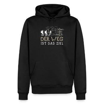 Buen Camino Alpenüberquerung Oberstdorf Meran E5 - Männer Premium Bio Hoodie - Schwarz - Vorne - Nico (187cm)