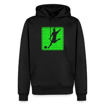 Football Football Logo - Sweat à capuche Premium bio Homme - noir - Devant - Nico (187cm)