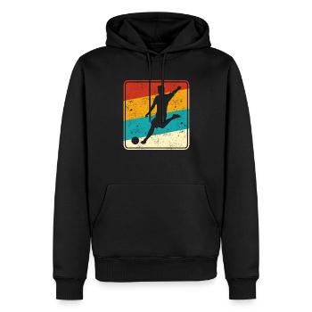 Football Football Logo Rétro - Sweat à capuche Premium bio Homme - noir - Devant - Nico (187cm)