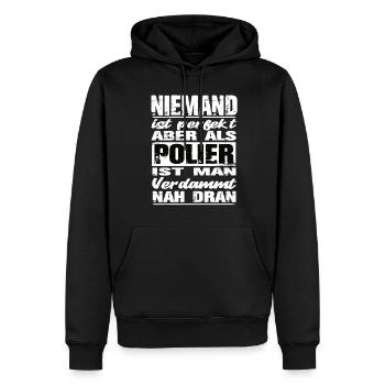 Polier - Männer Premium Bio Hoodie - Schwarz - Vorne - Nico (187cm)