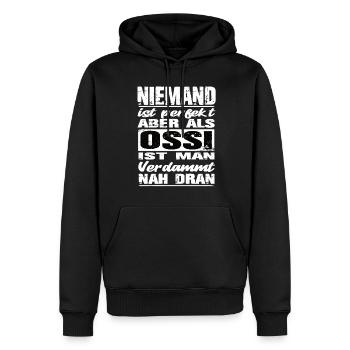 Ossi - Männer Premium Bio Hoodie - Schwarz - Vorne - Nico (187cm)