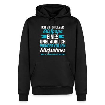 Stiefsohn Stiefpapa Stiefvater - Männer Premium Bio Hoodie - Schwarz - Vorne - Nico (187cm)