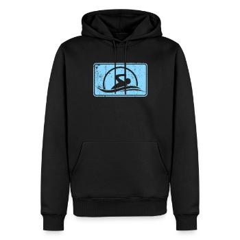 Logo du nageur nageur - Sweat à capuche Premium bio Homme - noir - Devant - Nico (187cm)