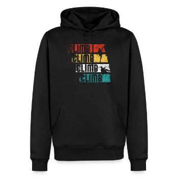 Escalade rétro - Sweat à capuche Premium bio Homme - noir - Devant - Nico (187cm)