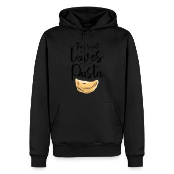 Cette chemise aime les pâtes | Amateur de pâtes - Sweat à capuche Premium bio Homme - noir - Devant - Nico (187cm)