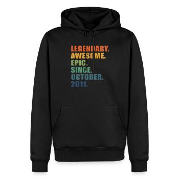 12e anniversaire, octobre 2011, 12e anniversaire - Sweat à capuche Premium bio Homme - noir - Devant - Nico (187cm)